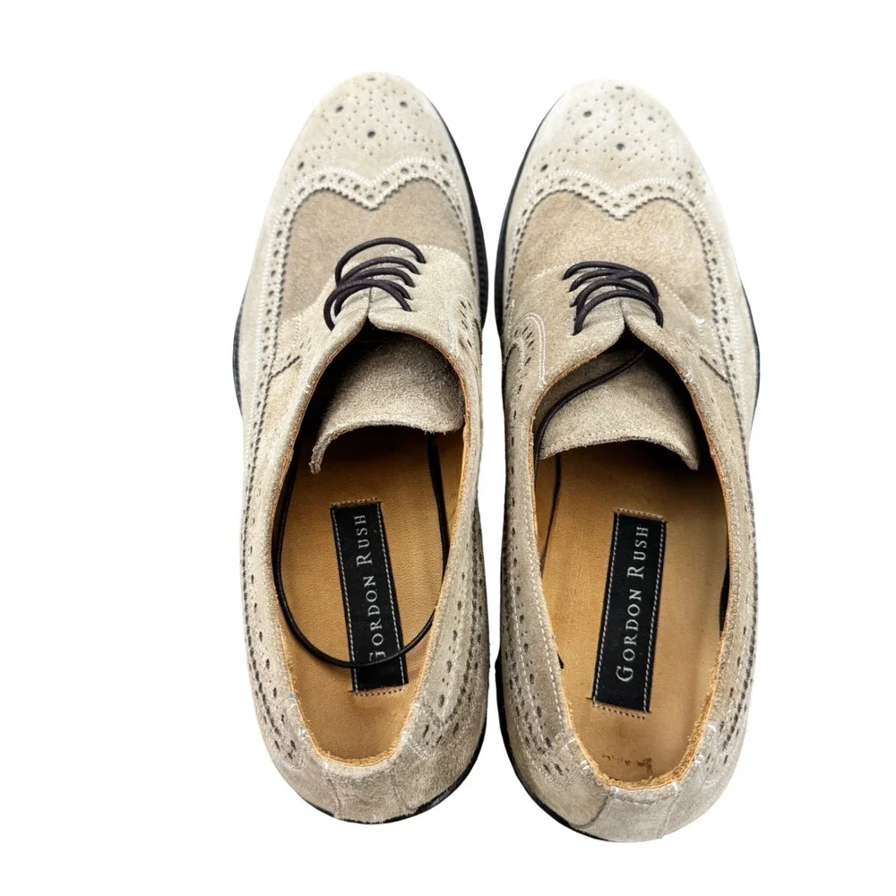 Leather Gordon Rush Mens Suede‎ Wingtip Brogue Oxford Dress Shoes Size 10